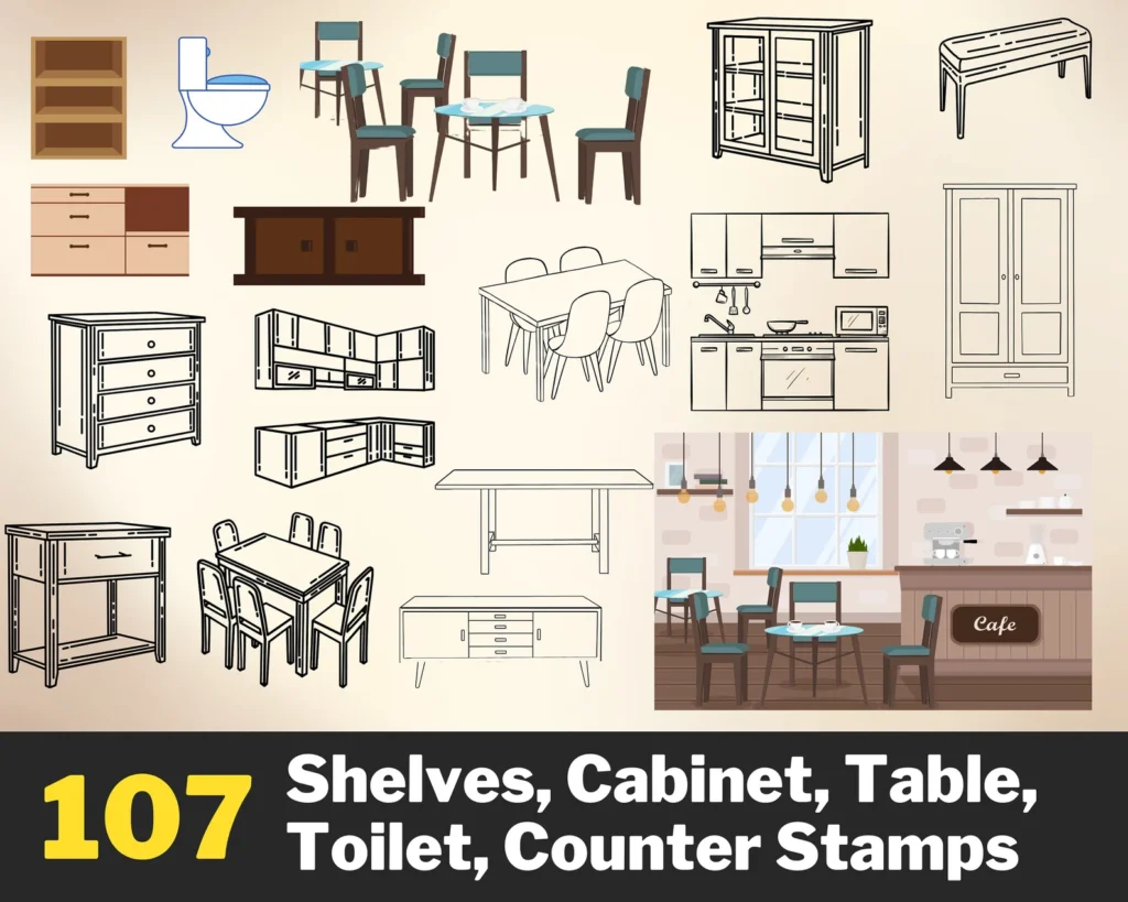 107 Furniture Stamps